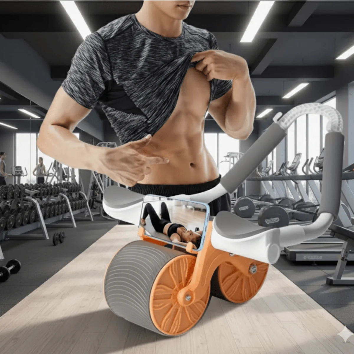 Rueda Abdominal Con Rebote Automático Y Temporizador Digital