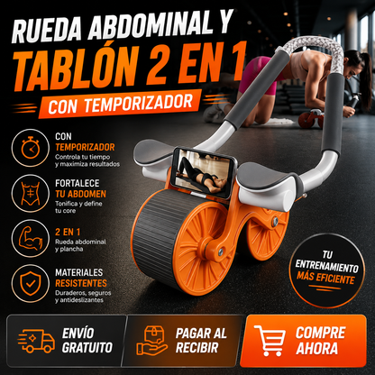 Rueda Abdominal Con Rebote Automático Y Temporizador Digital