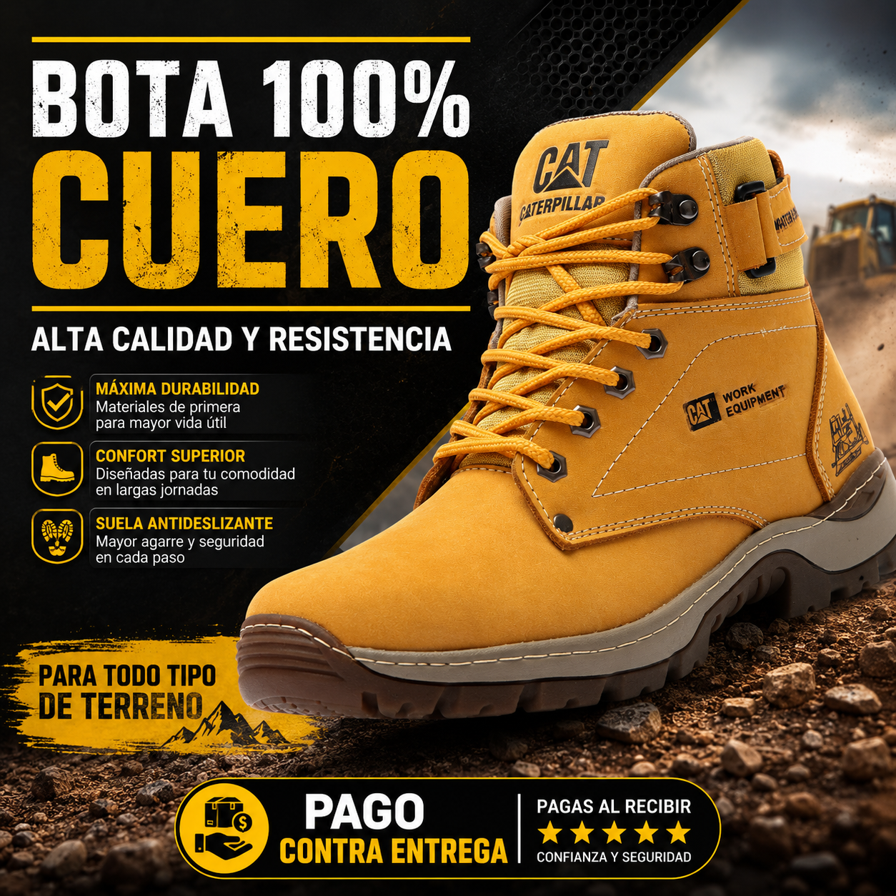 BOTA CATERPILLAR WORK 100% CUERO